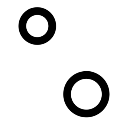 a black-and-white illustration of the Twin Suns of Tatooine. they have a white outline